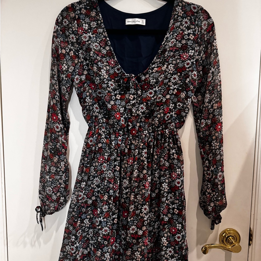 Abercrombie & Fitch Red Pink Long Sleeve Sundress
